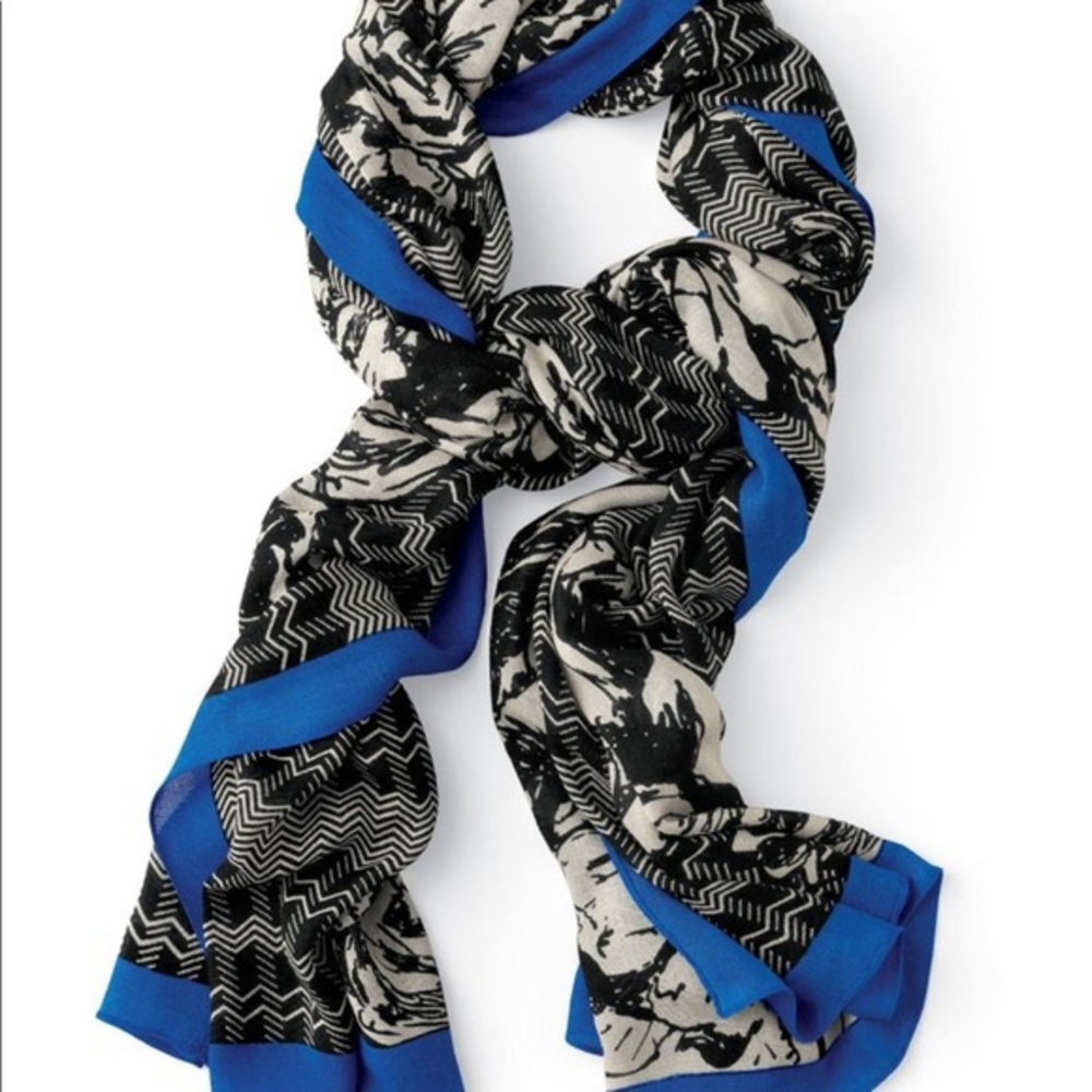 Stella and Dot scarf- Black, White, Blue